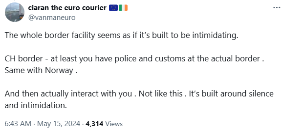 If you are thinking 'aren't all borders like that', they're not. At other borders, people interact with the hauliers in a normal way. And the checks take place at the actual border, not 22 miles away! No wonder drivers are scrubbing the UK from their destination lists. 4/8