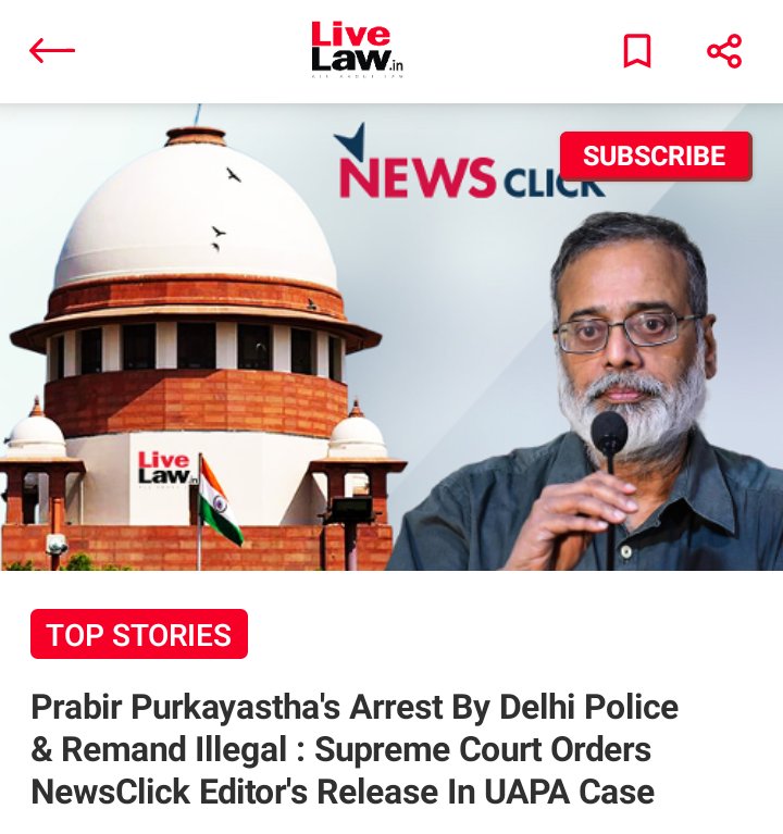 Prabir Purkayastha's Bail and Question to Supreme Court When the Court admits that Prabir Purkayastha's Arrest was illegal, then Why are the officials not being Punished ? *** If they are not punished, they will repeat this on #Modi & #AmitShah's instruction again. - Who will
