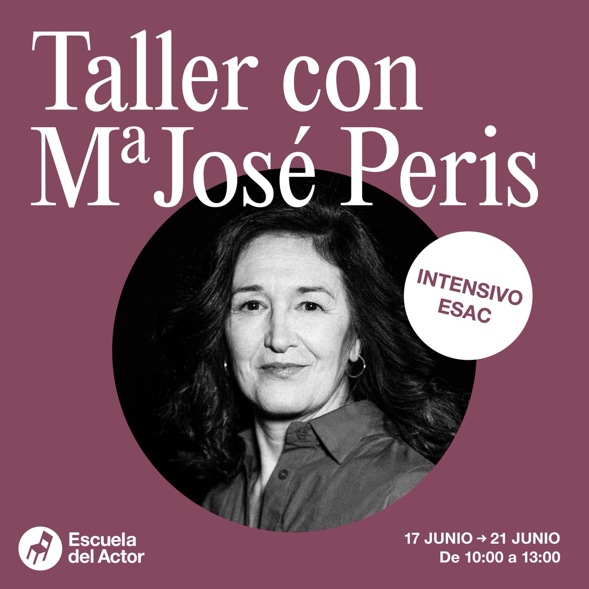 TALLER INTENSIVO CON MªJOSÉ PERIS
Interpretación y canto enfocado a la preparación de casting

Del lunes 17 al viernes 21 de junio
De 10:00 a 13:00
En C/Honorato Juan, 14

+info
info@escueladelactor.com
667803816

#escueladelactor #actriz #actor #teatro #canto #valencia