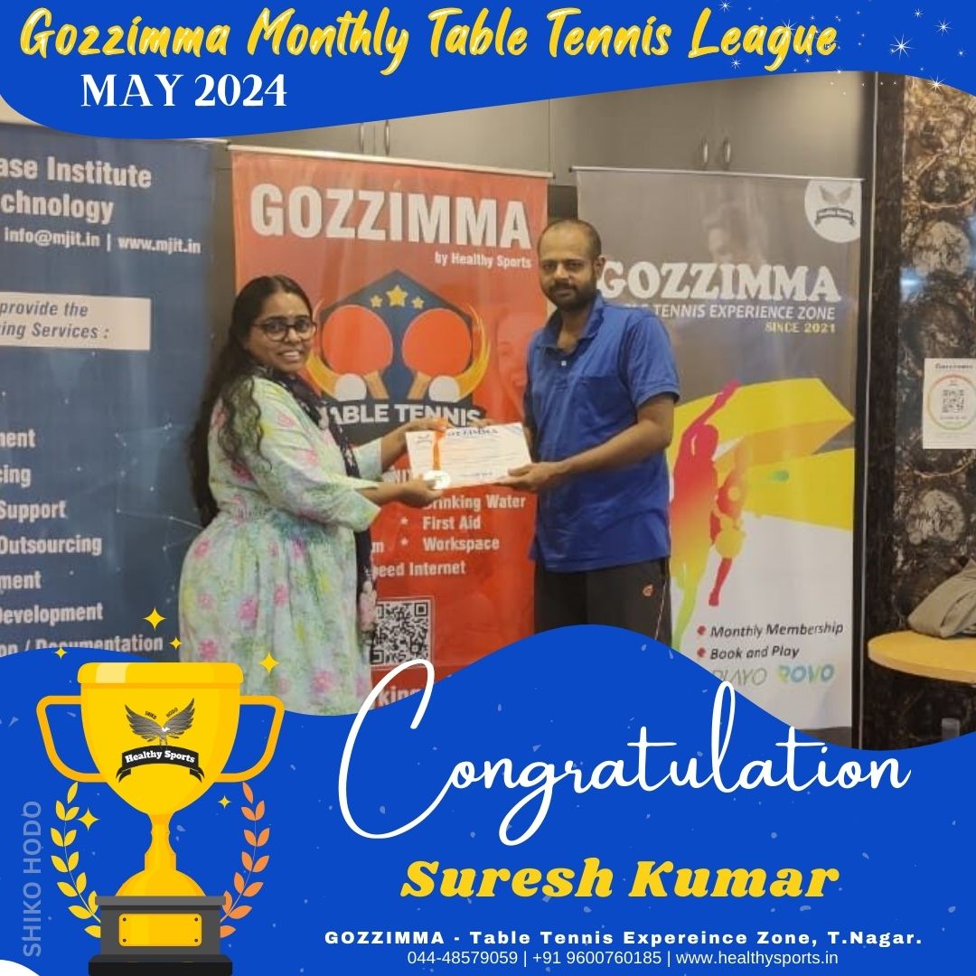 Fantastic effort!
Congratulations to Suresh kumar for reaching the semi-finals in our table tennis league 🏓 match on 11/05/2024! 🎉
.
.
.
#TableTennisHero #TableTennisSemiFinalist #GreatGame #WellDone #gozzimma #gozzimmatournament