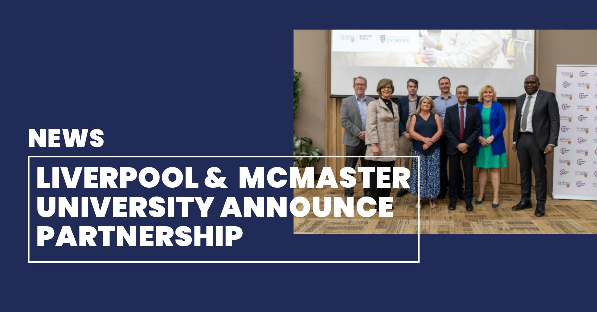 NEWS | @LivUni and McMaster University have announced a strategic partnership. The two research-intensive universities have agreed a £300k/$500k seed fund that will support collaborations in areas of complementary research strength. Read more⬇️ news.liverpool.ac.uk/2024/05/15/the…