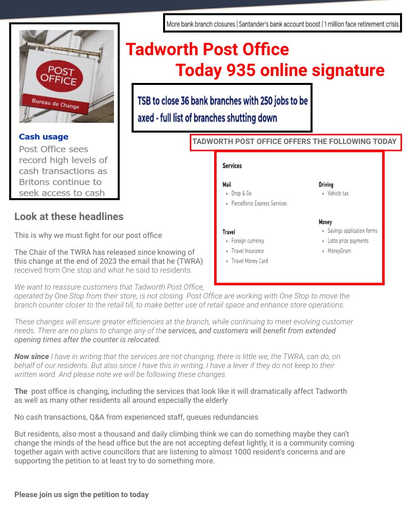 Please share and sign the Tadworth Post office petition chng.it/s6ysnT5SnP #tadworth #waltononthehill #lowerkingswood #kingswood #langleyvale #banstead #epsom #tattenhams #nork