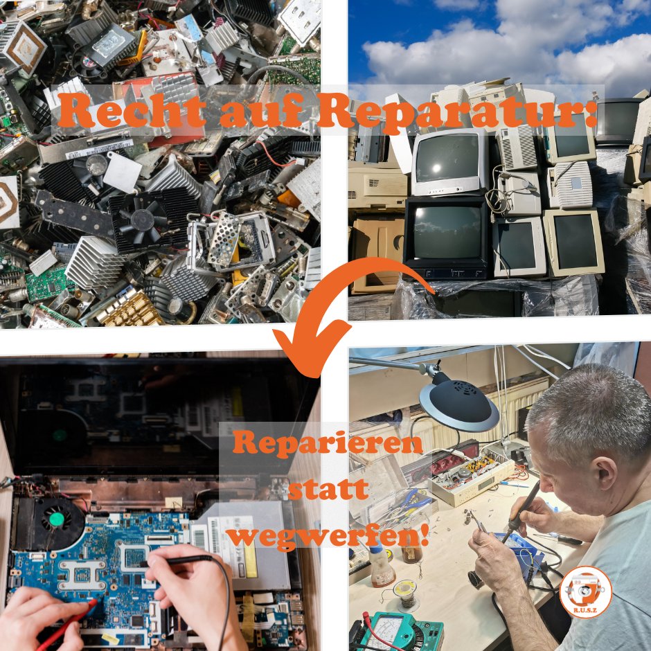 Recht auf Reparatur!
Hersteller müssen (und werden im Sinne der neuen EU-Richtlinie) im Kund*innen-Sinn umdenken:
- Hersteller werden verpflichtet, Infos über Ersatzteile auf ihrer Webseite bereitzustellen
- Erleichterung, gebrauchte oder 3D-gedruckte Ersatzteile zu verwenden
1/3