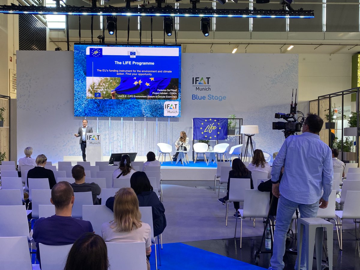 Start your #IFAT morning with an #EU talk from the @LIFEprogramme 🇪🇺 💚

Discover opportunities from the EU’s funding instrument for the environment & climate action

📅 Today, 9h40-10h00
📍 Blue stage

More info ➡️ europa.eu/!tfbYBc

#IFAT2024