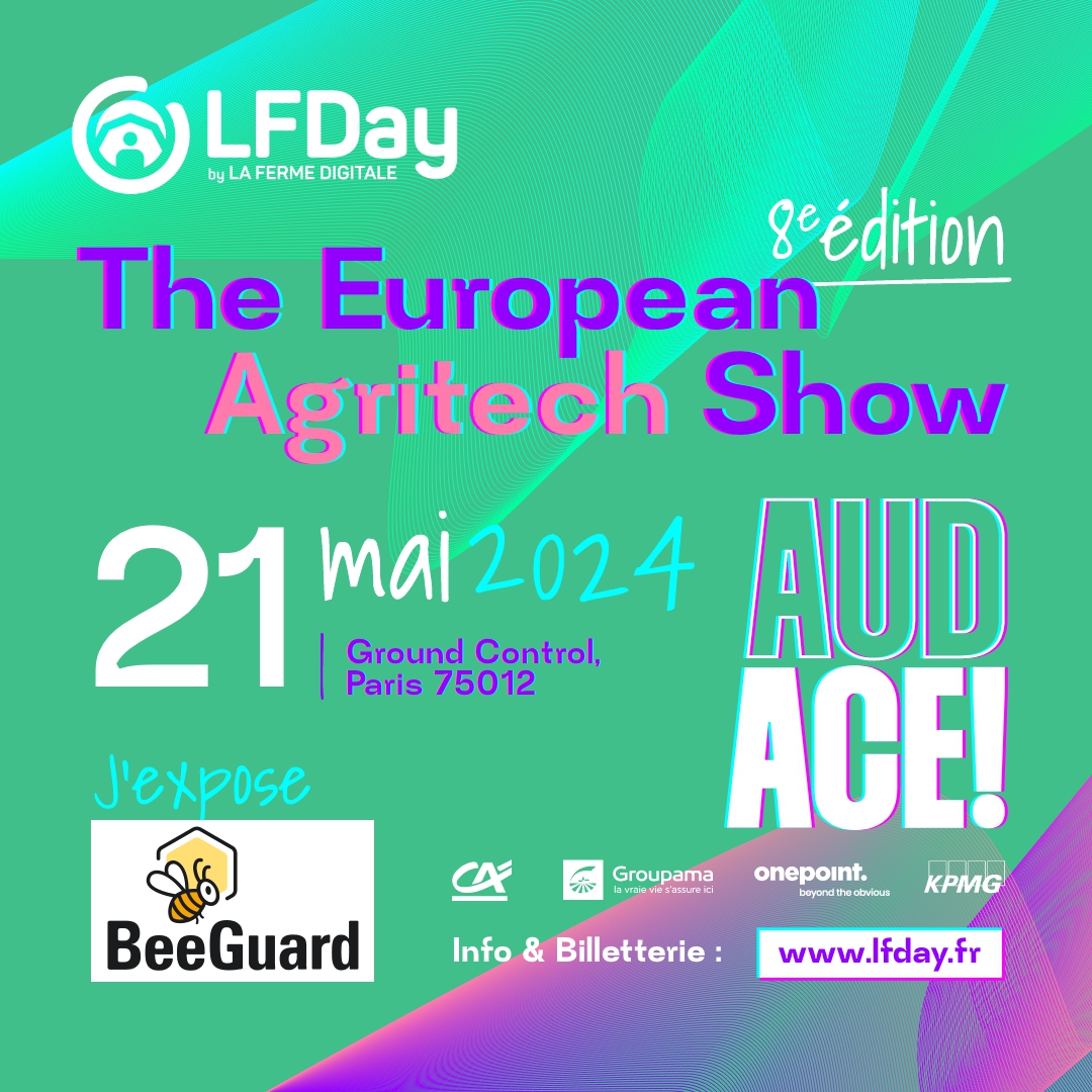 BeeGuard (@mybeeguard) on Twitter photo 📣 L' #Agritech fait son show ! #LFDAY2024
Retrouvez nous, les #startups de la <a href="/FermeDigitale/">La Ferme Digitale</a> en essaim (🐝😉)
pour montrer la valeur qui unit tous les acteurs Européens de l'#innovation #agricole : l'#Audace.
👉 lfday.fr
📅 26/05
📍Paris Ground Control 📣 L' #Agritech fait son show ! #LFDAY2024
Retrouvez nous, les #startups de la <a href="/FermeDigitale/">La Ferme Digitale</a> en essaim (🐝😉)
pour montrer la valeur qui unit tous les acteurs Européens de l'#innovation #agricole : l'#Audace.
👉 lfday.fr
📅 26/05
📍Paris Ground Control