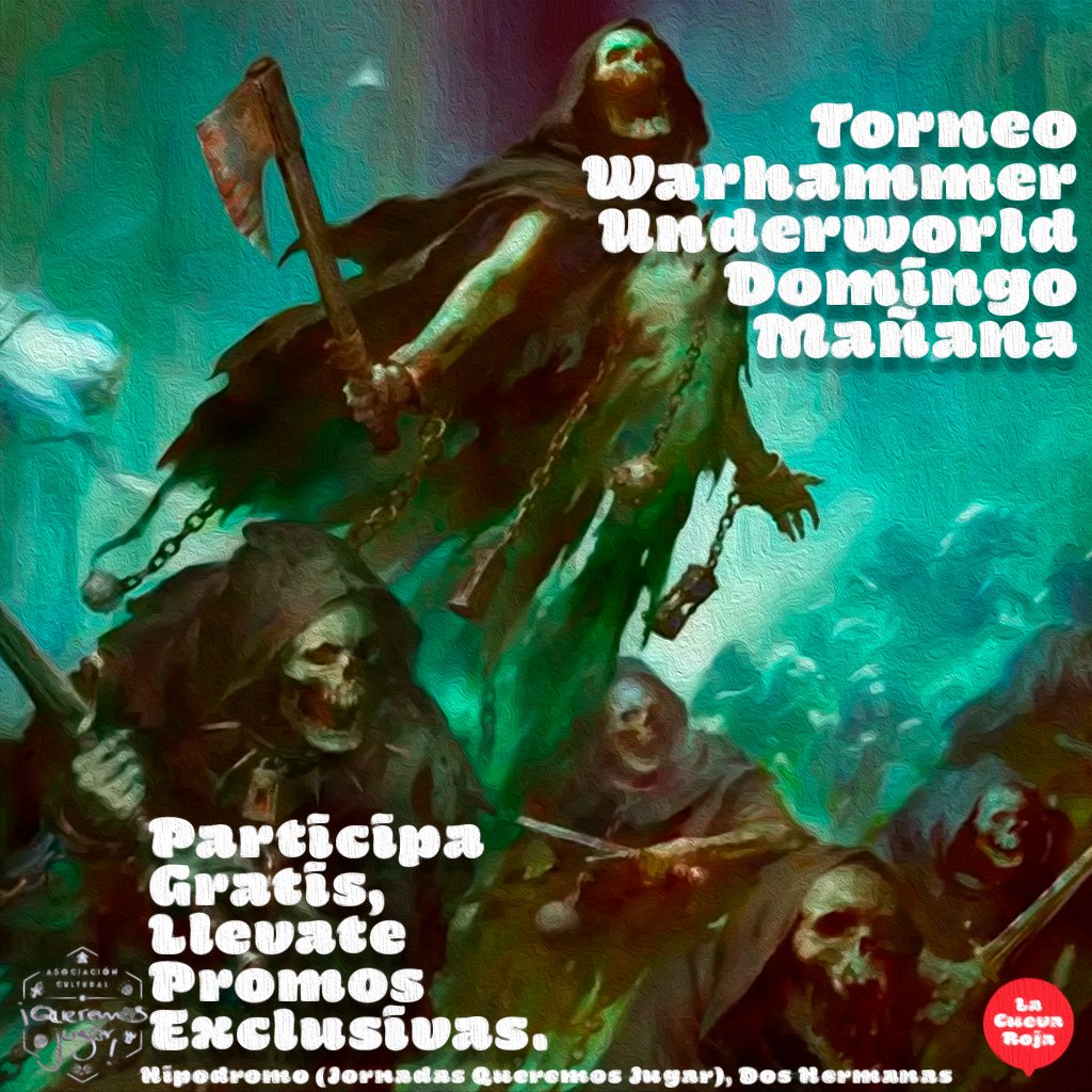 Este 18 y 19 de Mayo tenéis las jornadas de @queremosjugar en el hipódromo de Dos Hermanas os llevaremos varios Torneos uno de ellos Warhammer Underworld! 📅Fecha: Domingo 📍Ubicación: Hipódromo de Dos Hermanas 🕙Hora: Por la Mañana Torneo Gratuito: Premios por participar.