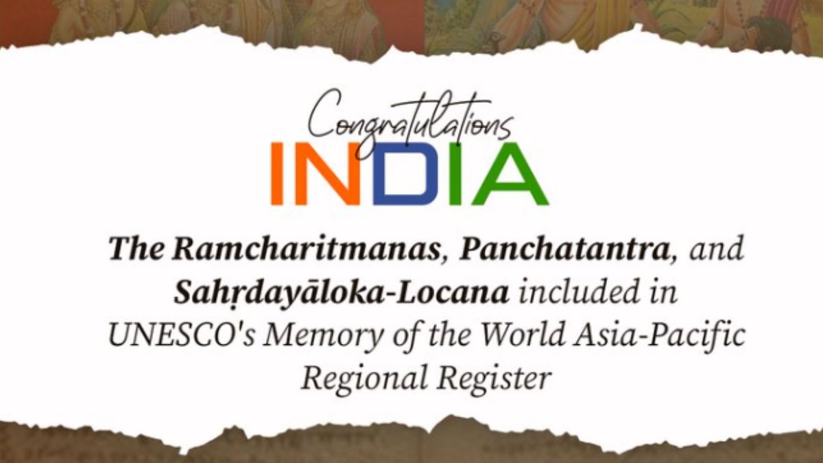 Proud Moment for India: Ramcharitmanas, Panchatantra, and Sahṛdayāloka-Locana enter ‘UNESCO’s Memory of the World Asia-Pacific Regional Register’ #indianhistory #indiafirst #bharatsamachar 
Read story: punenow.com/proud-moment-f…