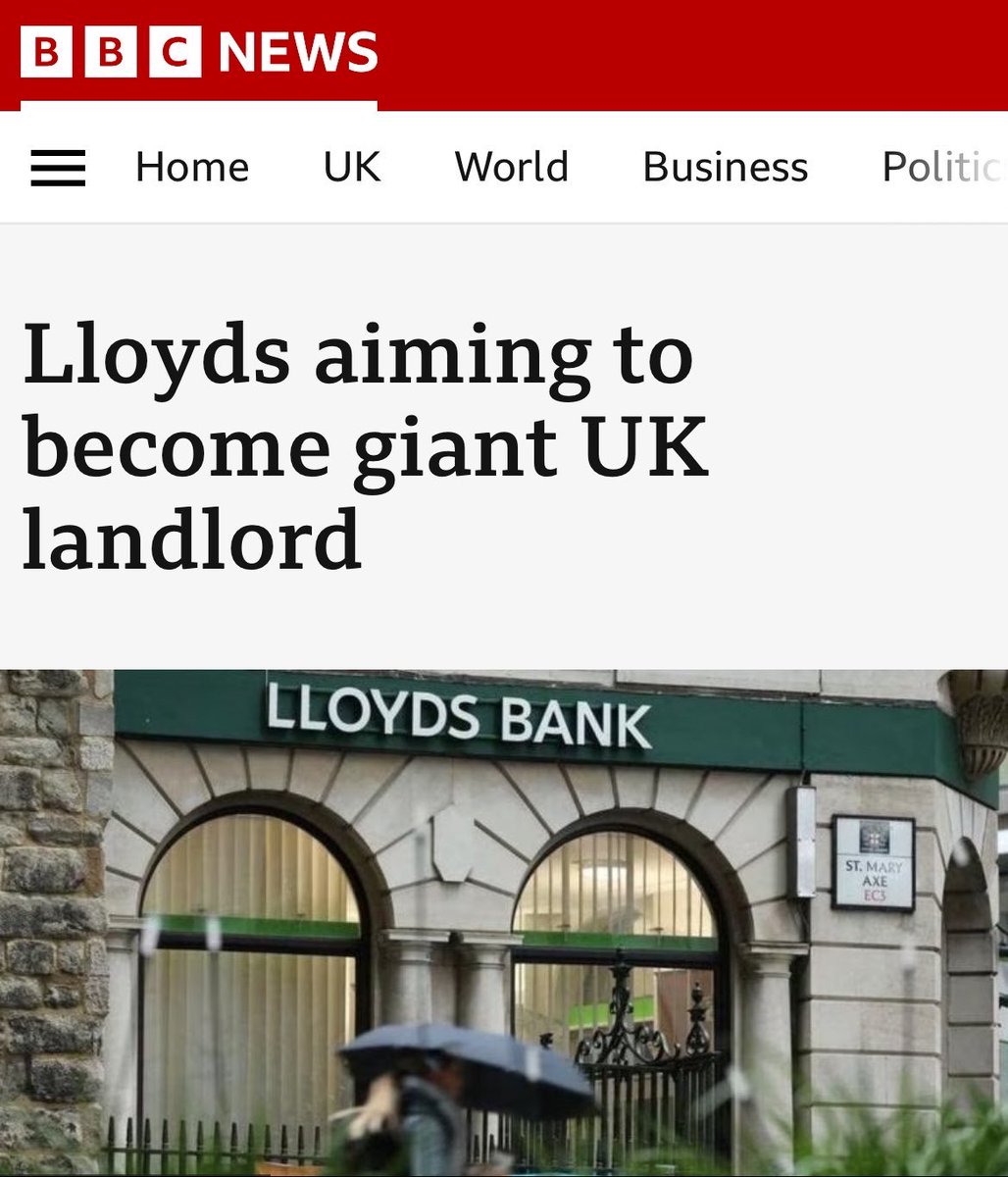 Nothing to see here 👀👇 Lloyds is planning to become one of the UK's biggest landlords as it aims to buy 50,000 homes in the next decade. The banking giant is to charge tenants rent as a private landlord under its recently launched Citra Living brand.