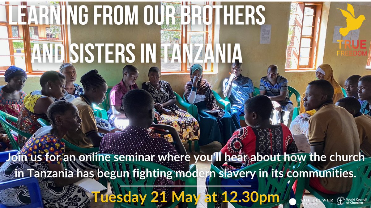 👉🏾 'Learning from our brothers & sisters in Tanzania' webinar

ℹ️ Tues 21 May at 12.30pm bit.ly/44B62xa 

🗣️ The Church's fight against #modernslavery
🗣️ #Safeguarding trainers 
🗣️ Christian Council of Tanzania & Diocese of Western Tanganyika

ℹ️ bit.ly/44vlRFw