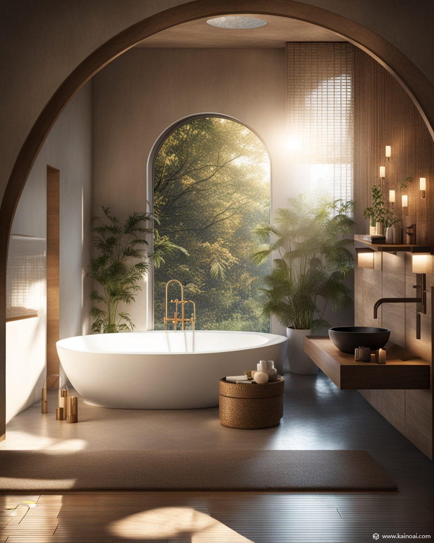 Bask in the serenity of nature, bathe your soul in relaxation
#bathroom #AIart #aiartistcommuity #interiordecor