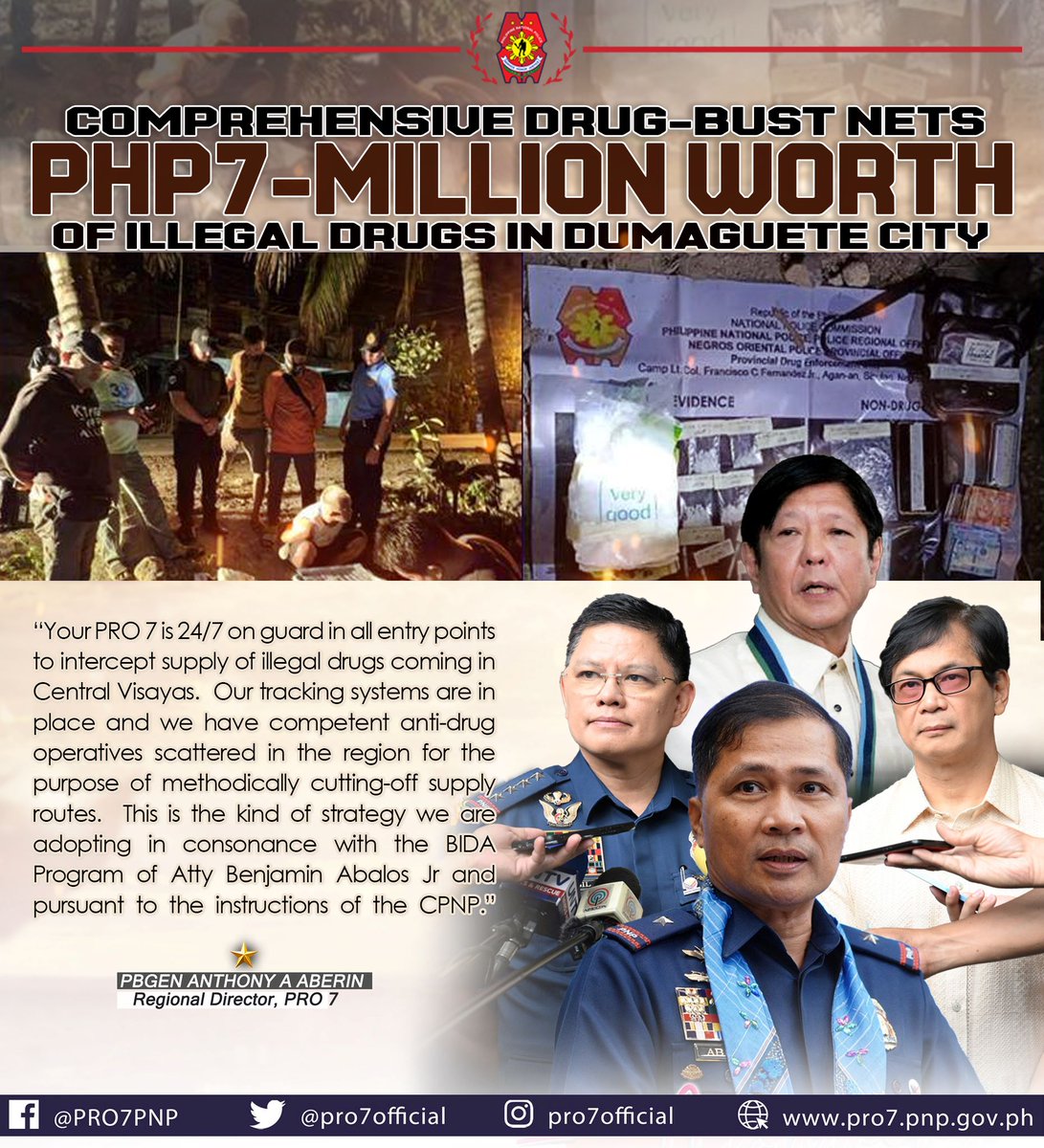 COMPREHENSIVE DRUG-BUST NETS PHP7-MILLION WORTH OF ILLEGAL DRUGS IN DUMAGUETE CITY