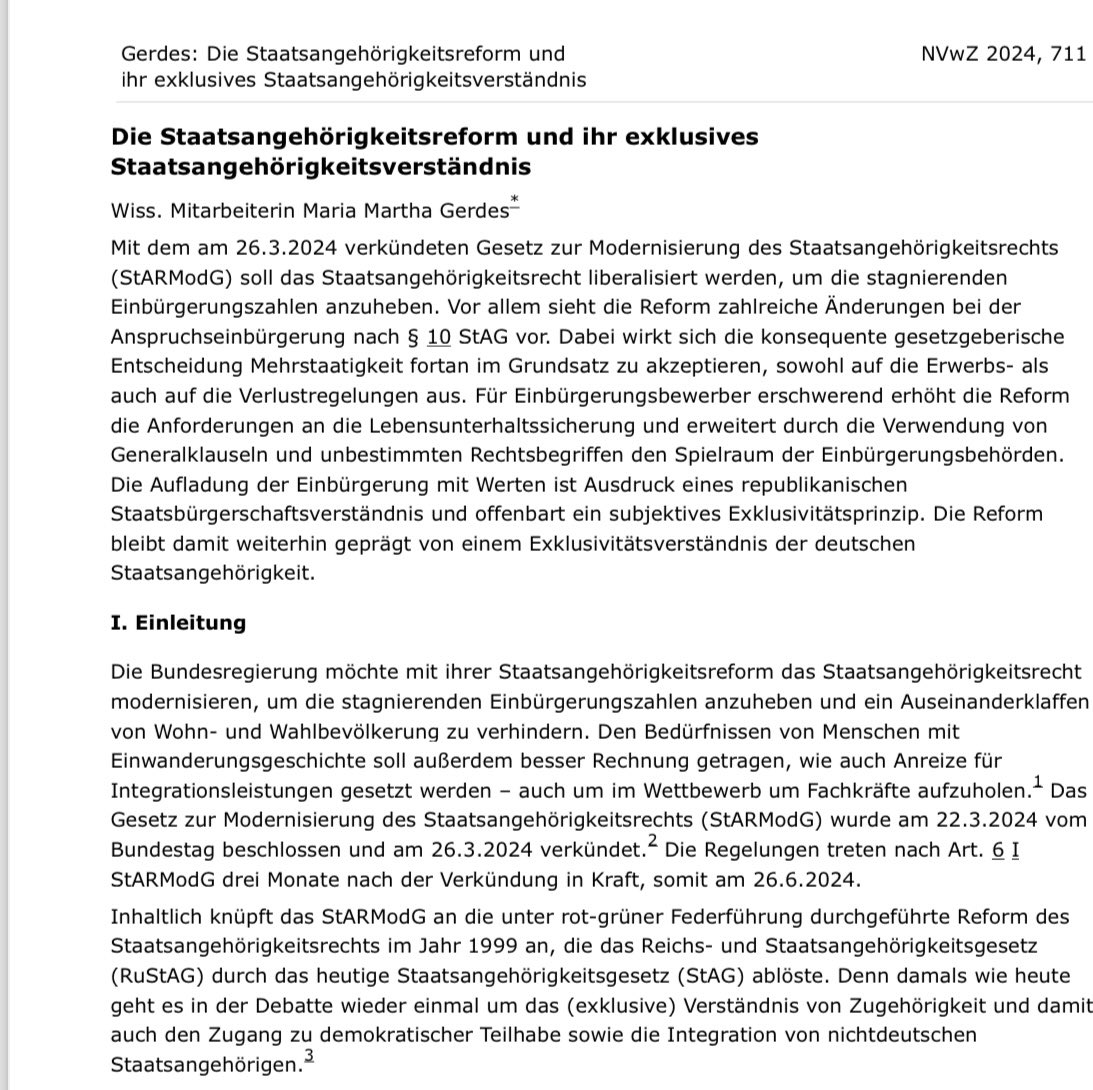 Soeben in der NVwZ erschienen 🎉 #staatsangehörigkeit #reform
