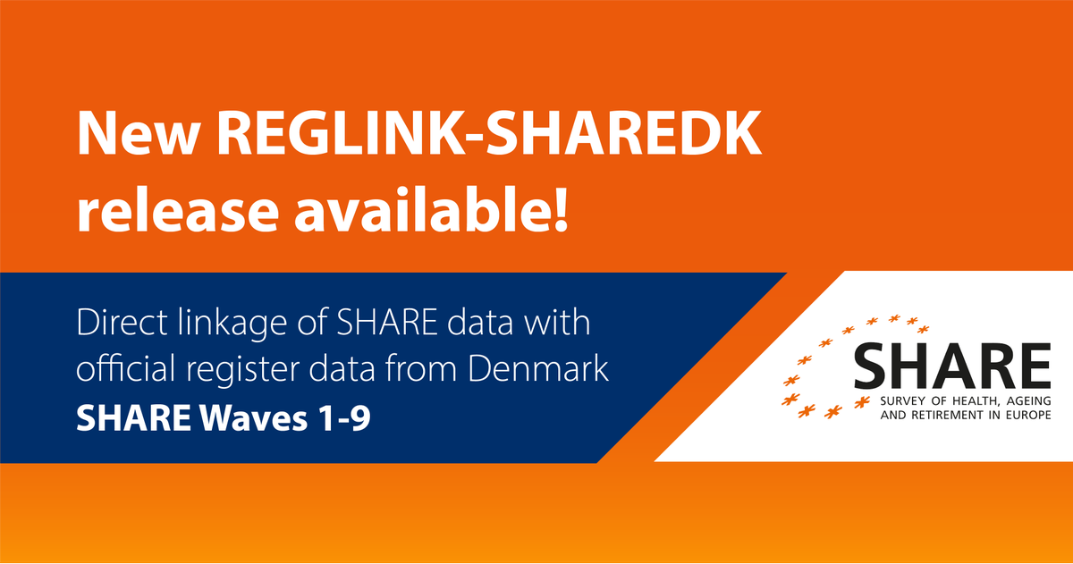 New REGLINK-SHAREDK release available! REGLINK-SHAREDK stands for the direct linkage of #SHAREdata with official register data from Statistics Denmark and the Danish Health Data Authority. The new release includes data from Waves 1-9: share-eric.eu/data/news-deta…