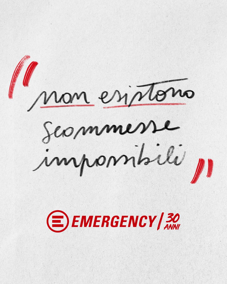 Oggi #EMERGENCY compie 30 anni. Abbiamo imparato, in questi anni, che “non esistono scommesse impossibili”. #15maggio emergency.it/blog/articoli/…