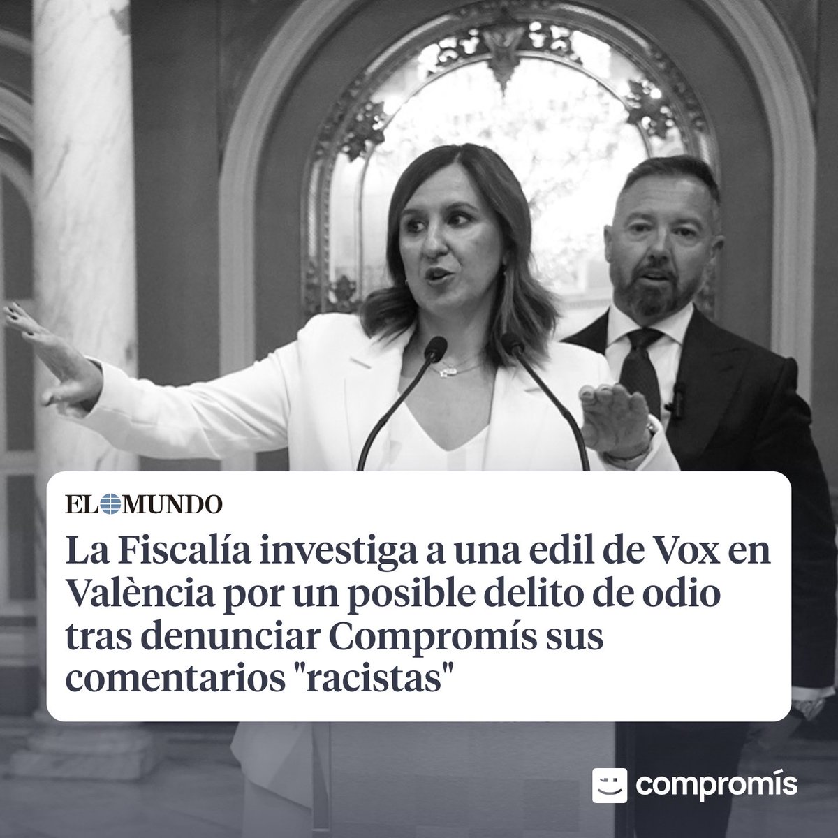 No hi haurà pau per als racistes.

Si l'alcaldessa manté en el seu càrrec a la racista, serà còmplice. València és una ciutat millor que els seus actuals governants.

👉 elmundo.es/comunidad-vale…