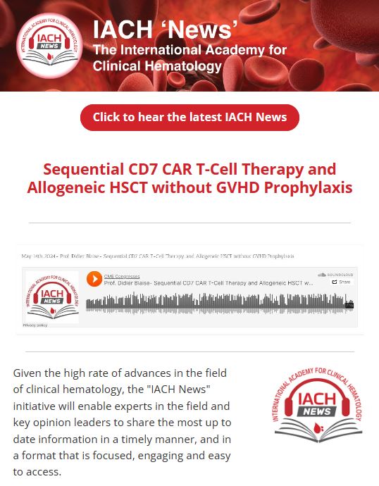 👂Hear the latest @TheIACH News: Sequential CD7 CAR T-Cell Therapy and Allogeneic HSCT without GVHD Prophylaxis by Prof. Didier Blaise ⏬⏬ clinical-hematology.org/iach-news/ @Mohty_EBMT @nagler_EBMT