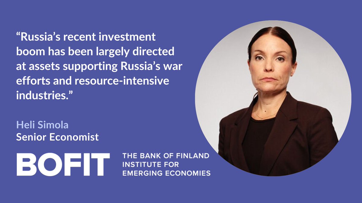 BOFIT Policy Brief 4/2024 Heli Simola: Russia’s wartime investment boom 🔗publications.bof.fi/handle/10024/5… #Russia #war #economy #investment