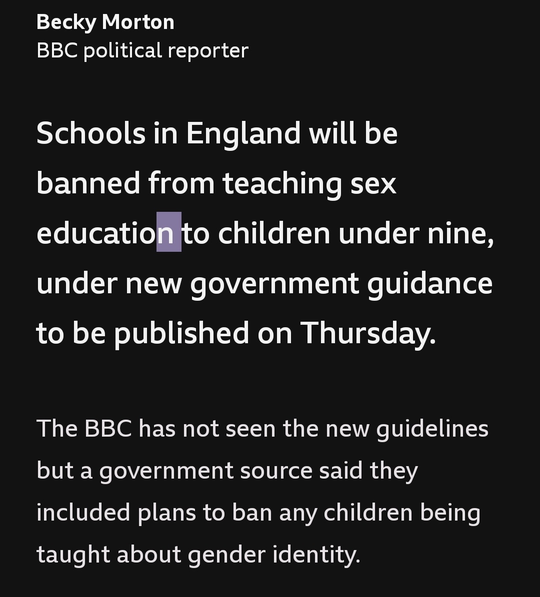 Let the de-normalisation of 'gender identity' in schools begin. Finally.