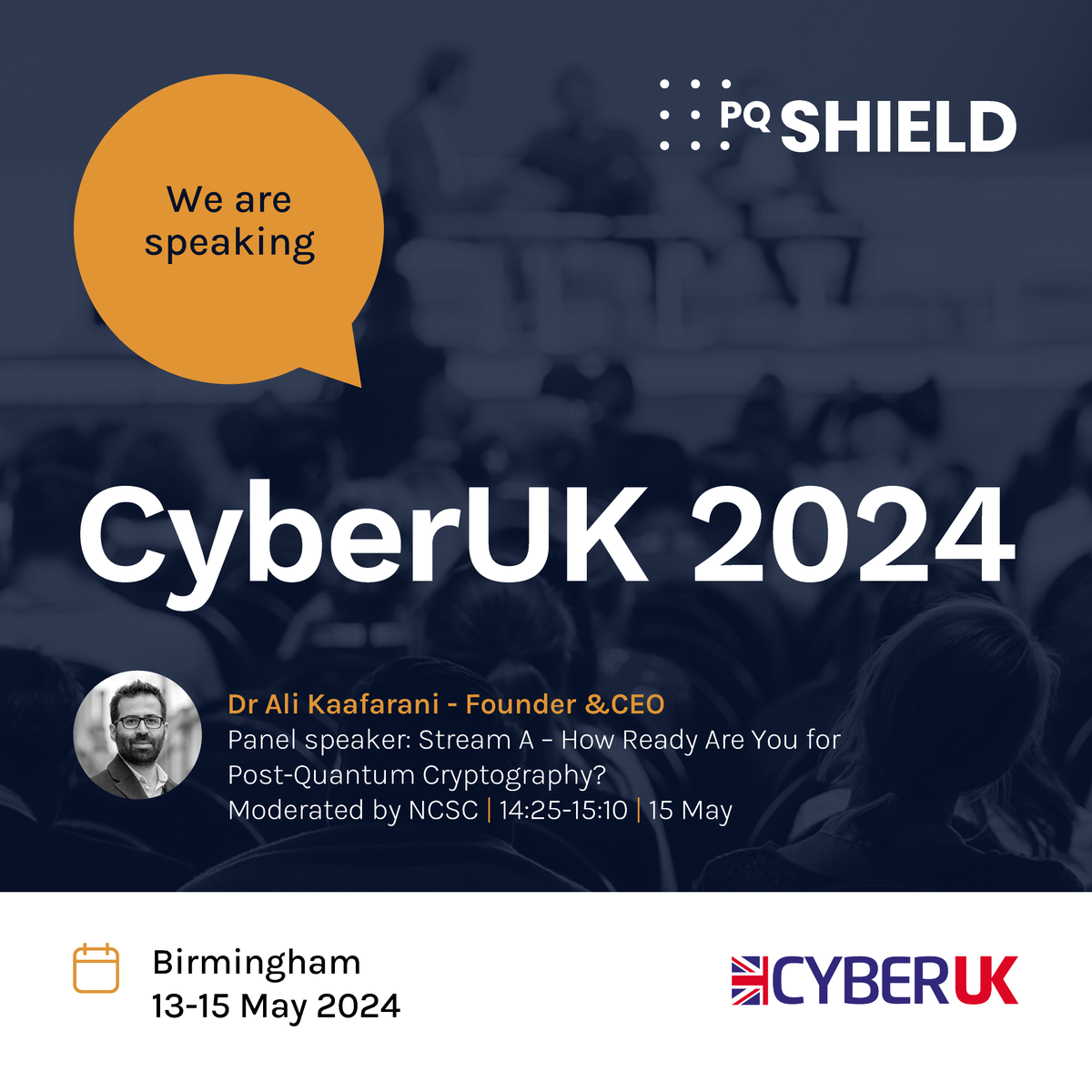 Our CEO and Founder Dr Ali Kaafarani will be speaking at @CYBERUKevents today – How Ready Are You for Post-Quantum Cryptography? - 14:25-15:10pm.(Moderated by the @NCSC. #cybersecurity #cryptography