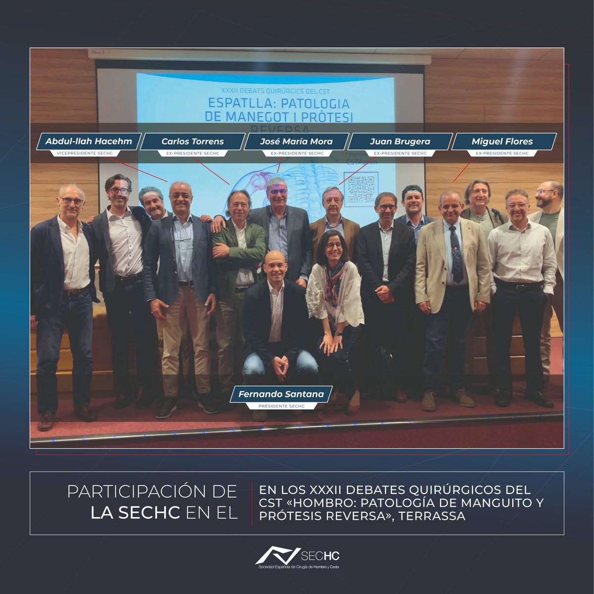 ¡La semana pasada fue intensa para la SECHC!

👉🏻El miércoles 8 de mayo la SECHC participó en el simposio sobre roturas del manguito rotador durante el 21º Congreso ESSKA.

👉🏻El jueves 10 de mayo se celebraron los XXXII Debates quirúrgicos del CST con alta participación de la Soc.