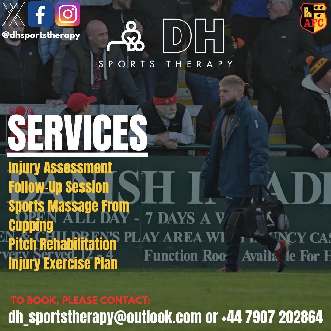 𝐆𝐨𝐭 𝐚𝐧 𝐢𝐧𝐣𝐮𝐫𝐲 𝐧𝐞𝐞𝐝𝐢𝐧𝐠 𝐭𝐫𝐞𝐚𝐭𝐢𝐧𝐠? 🚑 Fear not! Our very own physiotherapist, Dan Hines, is available now to book an appointment with! 📲 Below are the services that are available & use the contact details to schedule an appointment! 🙌