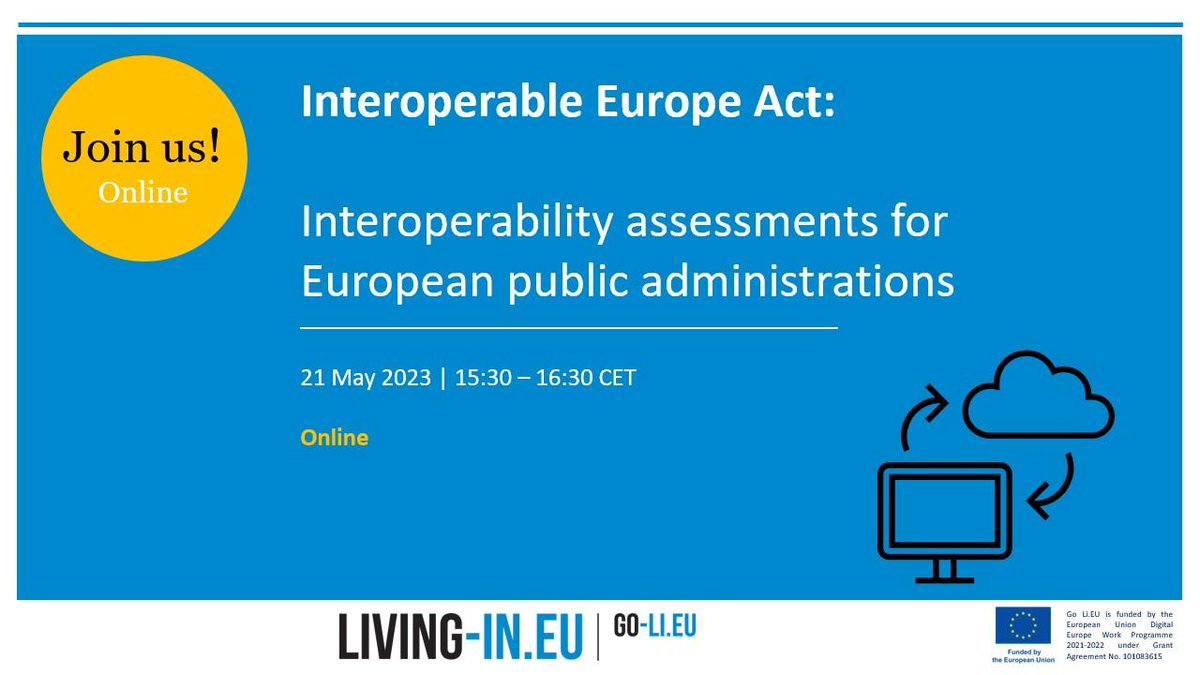 On 21/05, our program Manger Isa Von Kalben will join the @living_eu webinar on the impact of the #InteroperableEuropeAct assessments on local and regional authorities in the #EU. Don't miss this special event! Register now! 👉living-in.eu/events/interop…