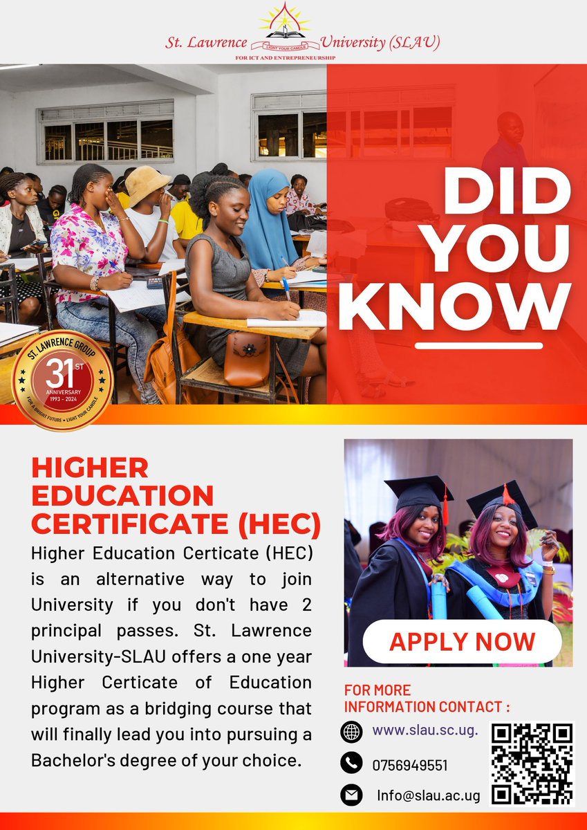 You don’t need to repeat S.6 Come and Apply today for Higher Education Certificate (HEC) #LightYourCandle