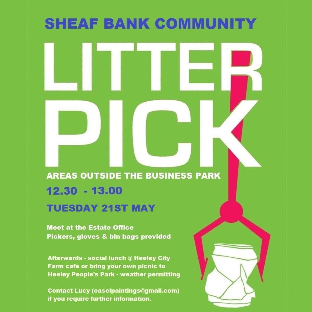 SheafBank's tweet image. The next litter pick around the local area to Sheaf Bank Business Park will be happening on Tuesday 21st May 2024. 12.30pm. 

There will be a social lunch after at Heeley City Farm Cafe or a picnic in Heeley People's Park. 

Meet at the Estate Office.