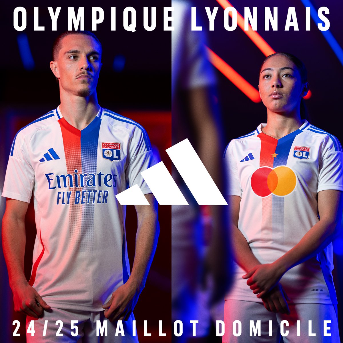 ActuFoot_'s tweet image. 🚨 OFFICIEL ! adidas dévoile le nouveau maillot domicile de l'OL. ❤️💙