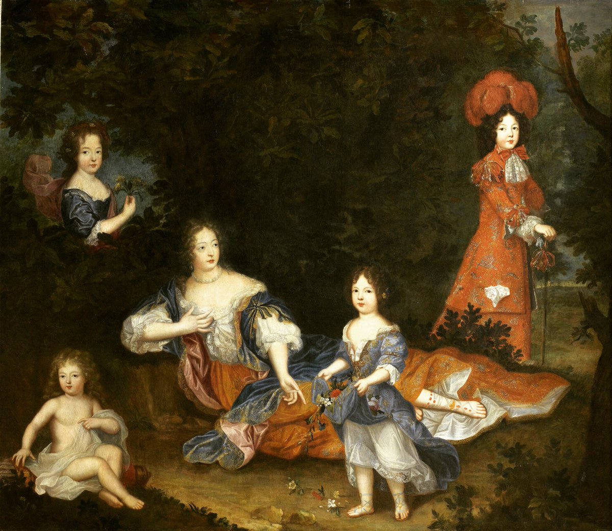 Françoise-Athénaïs de Rochechouart de Mortemart, Marquise de Montespan, with four of her children: Louis Auguste, Duke of Maine (1670-1736), Louis César, Count of Vexin (1672-1683) Louise Françoise de Bourbon (1673-1743) and Louise Marie Anne de Bourbon (1676-1681).