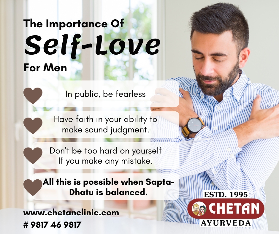 'Importance of self love for men'
विवाहित जीवन से जुड़ी किसी भी कमजोरी के लिए आप निसंकोच अपने प्रश्न व्हाट्सएप कीजिए हमारे सीनियर आयुर्वैदिक सेक्सोलॉजिस्ट आपकी सहायता के लिए तत्पर हैं
WhatsApp No 098174 69817
जागरूक रहें, स्वस्थ रहें, मुस्कुराते रहें !!
#chetanclinic #selflove