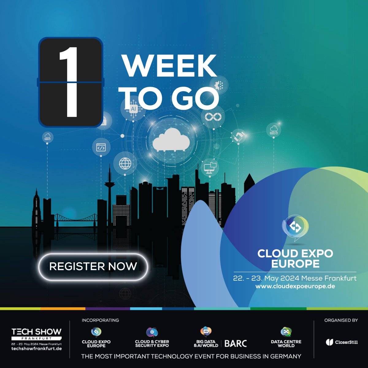 One Week Left until Cloud Expo Europe Frankfurt!

🌐 When: May 22-23
📍 Where: Messe Frankfurt, Germany

Register here: bit.ly/3QLQnoW
Plan your travel: bit.ly/3UCOFaB

#CloudExpoEurope #TechEvent #CEEF24