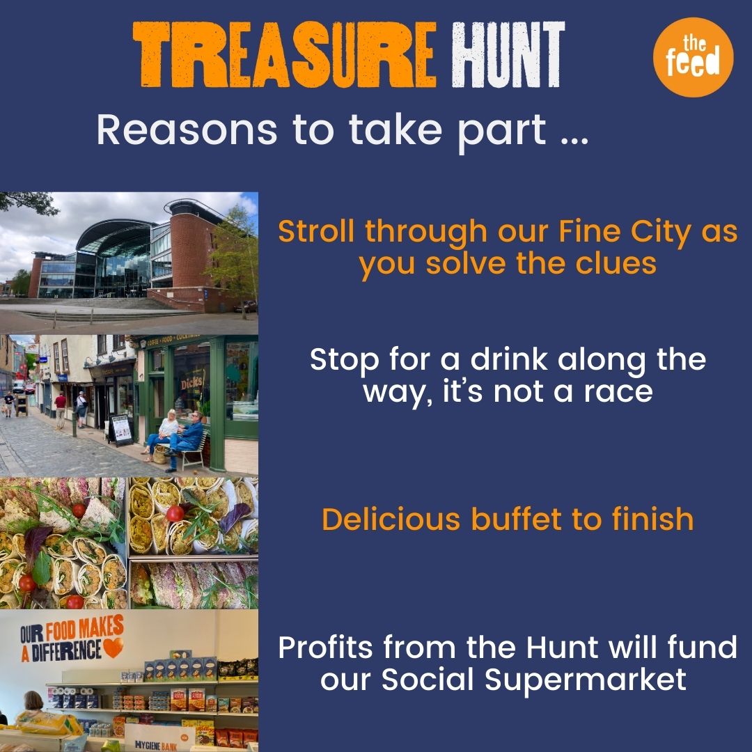 There's at least 4️⃣ great reasons to take part in our Summer Treasure Hunt! Join us on Thursday 13th June with colleagues, friends or family. Tickets and full details: thefeed.org.uk/about-us/news/…