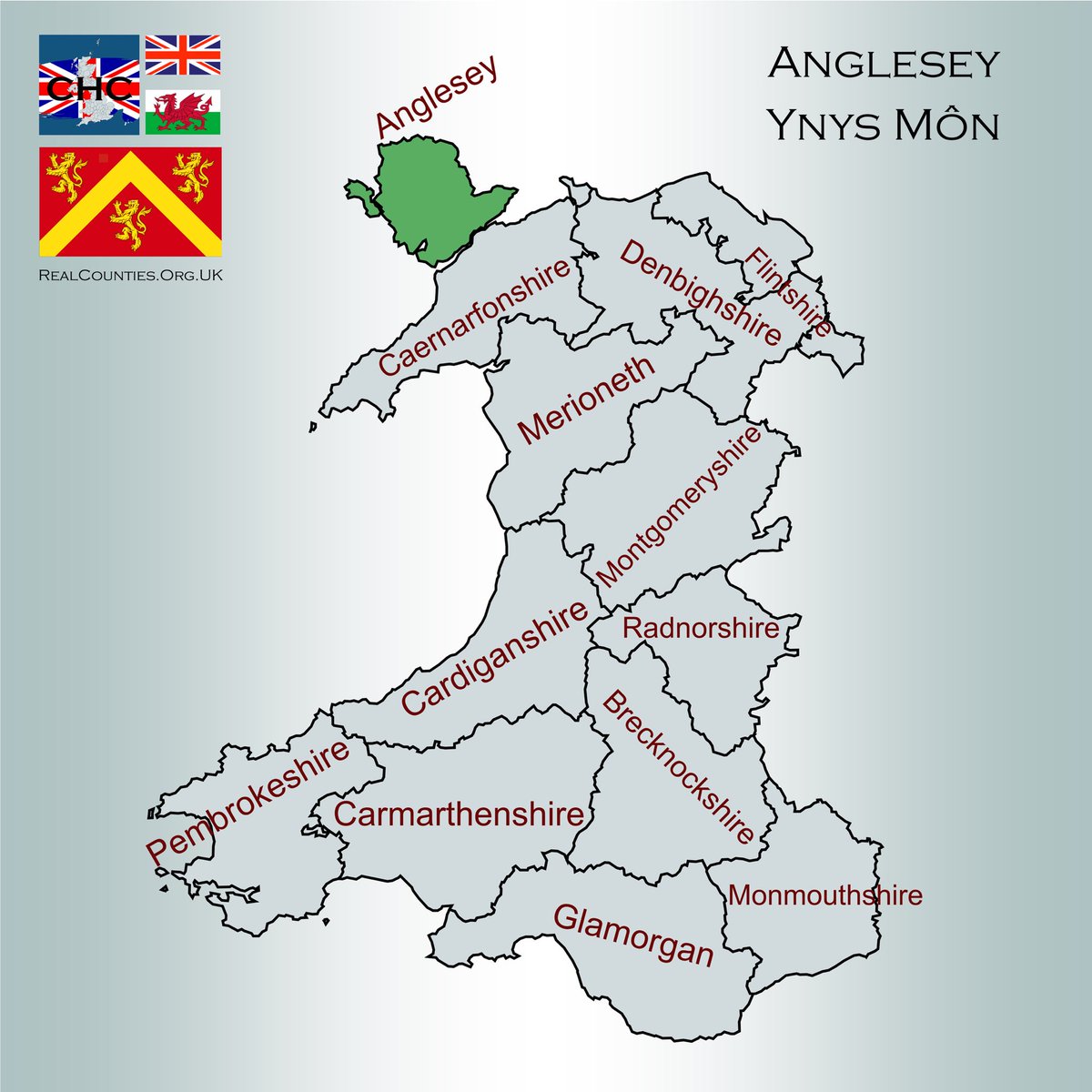 The County of #Anglesey (Ynys Môn) is an island shire off the north-west coast of Wales.

It is separated from the mainland of Great Britain by the Menai Strait.

Anglesey is the largest Welsh county, and the only one without mountains.

🇬🇧 #HistoricCounties | #RealCounties 🏴󠁧󠁢󠁷󠁬󠁳󠁿