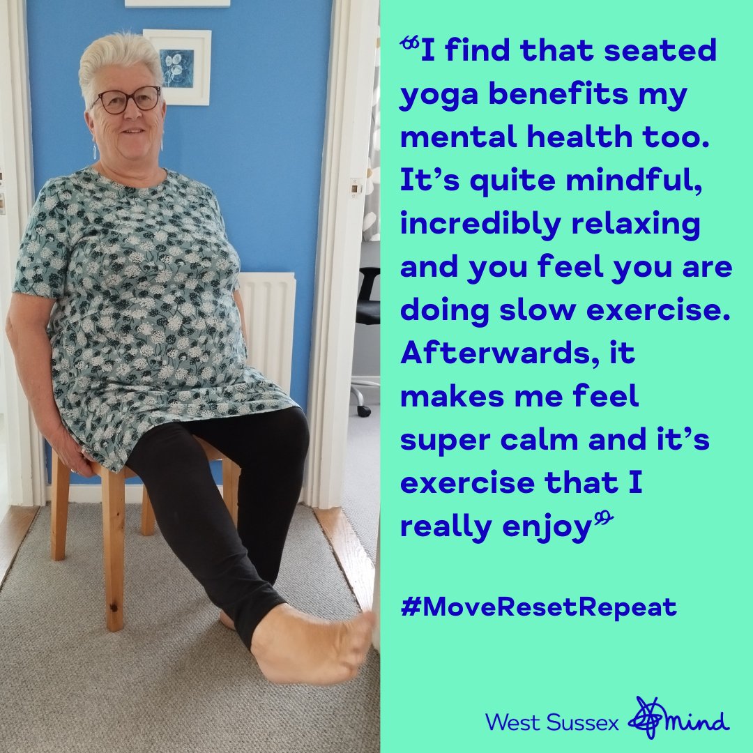 Sue is a regular at our seated yoga class, one of the social activities we run for people getting support with us.⁠ 67-year-old Sue has bipolar disorder and says she enjoys mindful or meditative activities like yoga, as well as table tennis 🏓 🧘🏻‍♀️ #MentalHealthAwarenessWeek ⁠