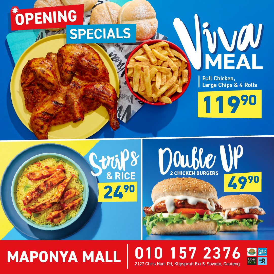 Olá, Gauteng! Pedros Maponya Mall will be OPENING this Friday 17th May at 2127 Chris Hani Road, Soweto! COMPETITION: You could WIN a R200 Pedros Feast for you and a friend! To enter: - TAG a friend! - #VivaPedros
