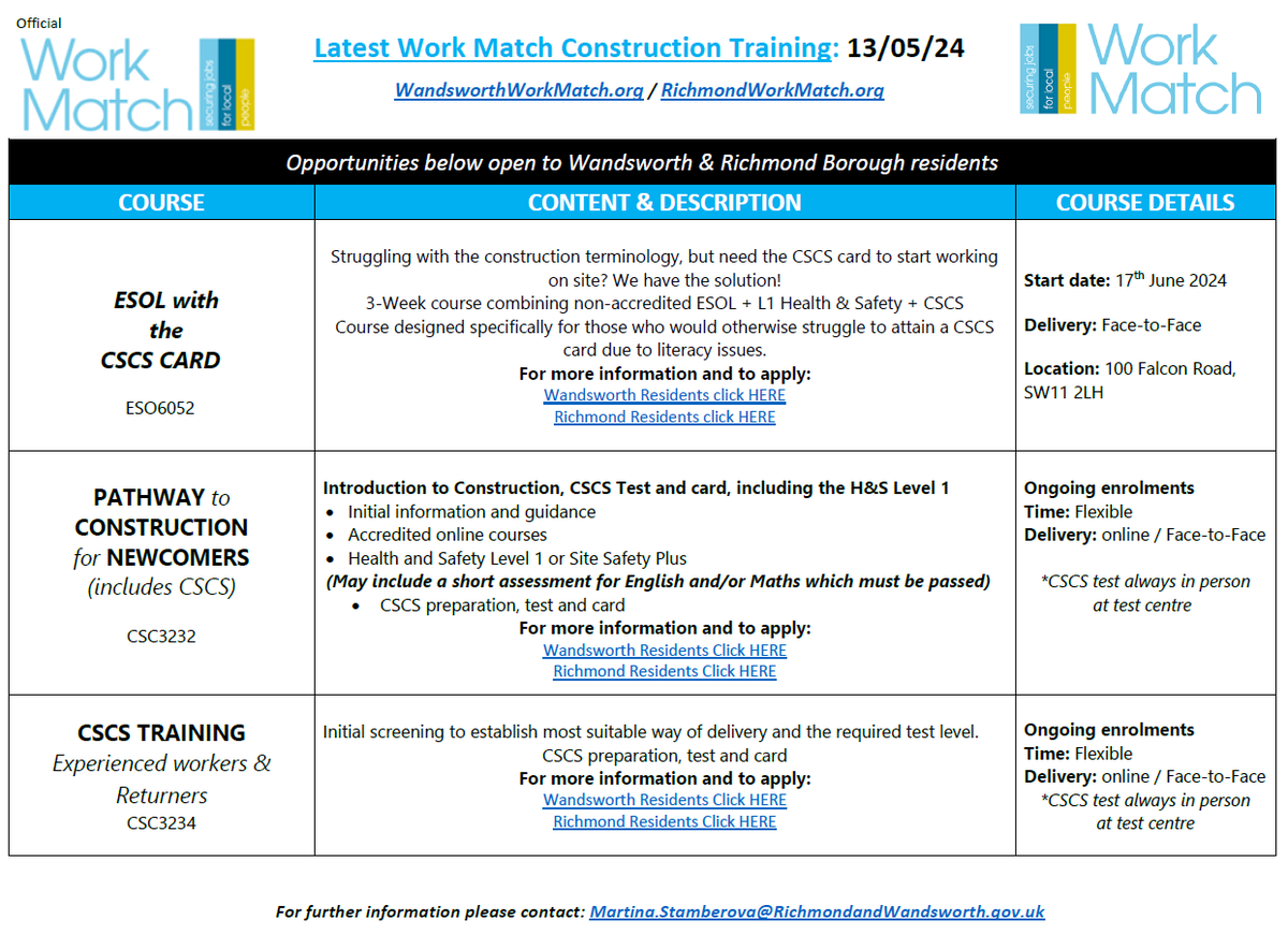 #wednesdaymotivation Our #Free #Construction training is open to #Richmond & #Wandsworth residents. Our jobs in wandsworth are open to Wandsworth residents. Lambeth residents can apply for #NineElms jobs. See list in images⬇️⬇️ Head to bit.ly/3todRCZ for info & to apply