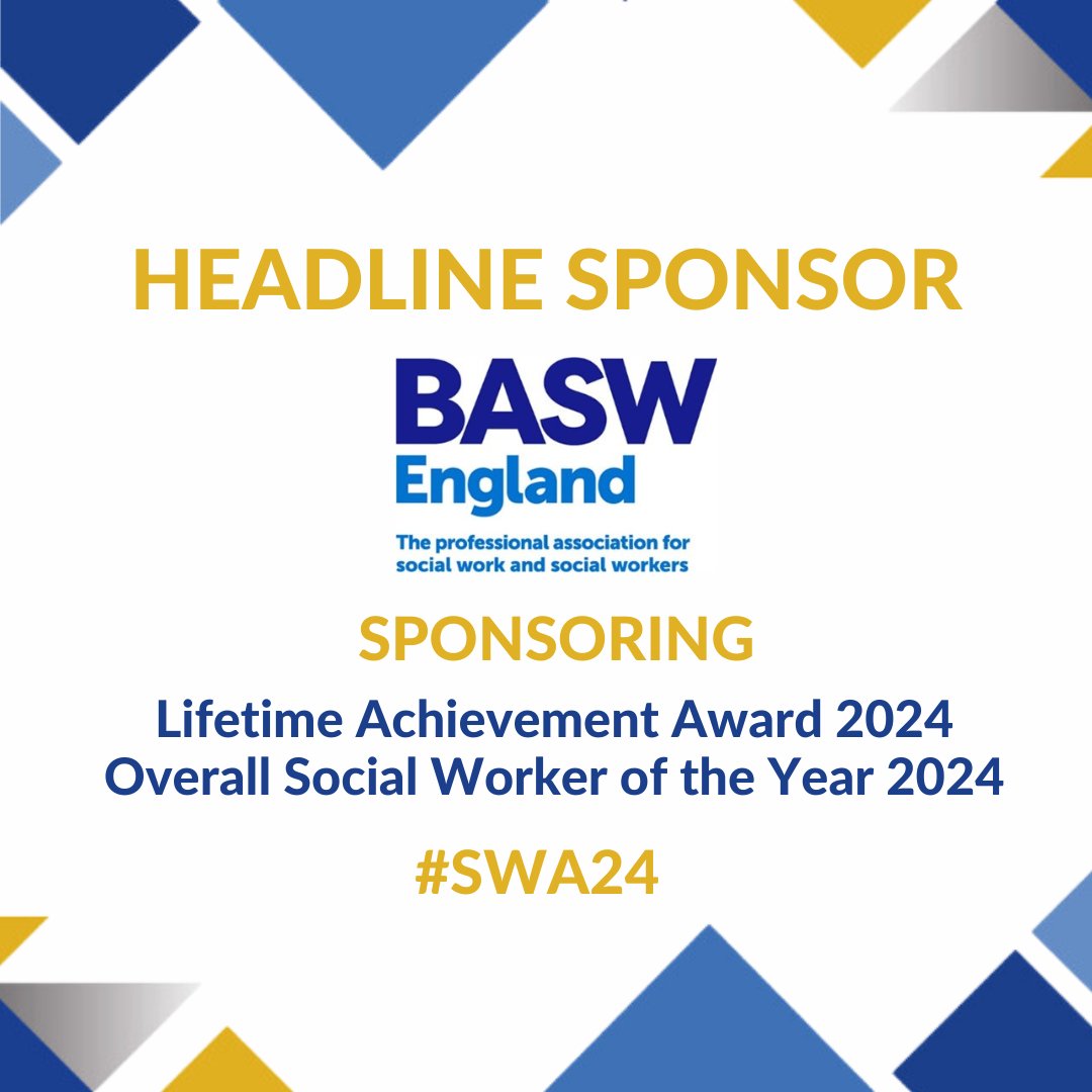 HEADLINE SPONSOR 🌟 We are delighted to announce that our Headline Sponsor, @BASW_UK, will be sponsoring the Lifetime Achievement Award and the Overall Social Worker of the Year for 2024! Read more about BASW England here: socialworkawards.com/sponsors/basw-… #SWA24