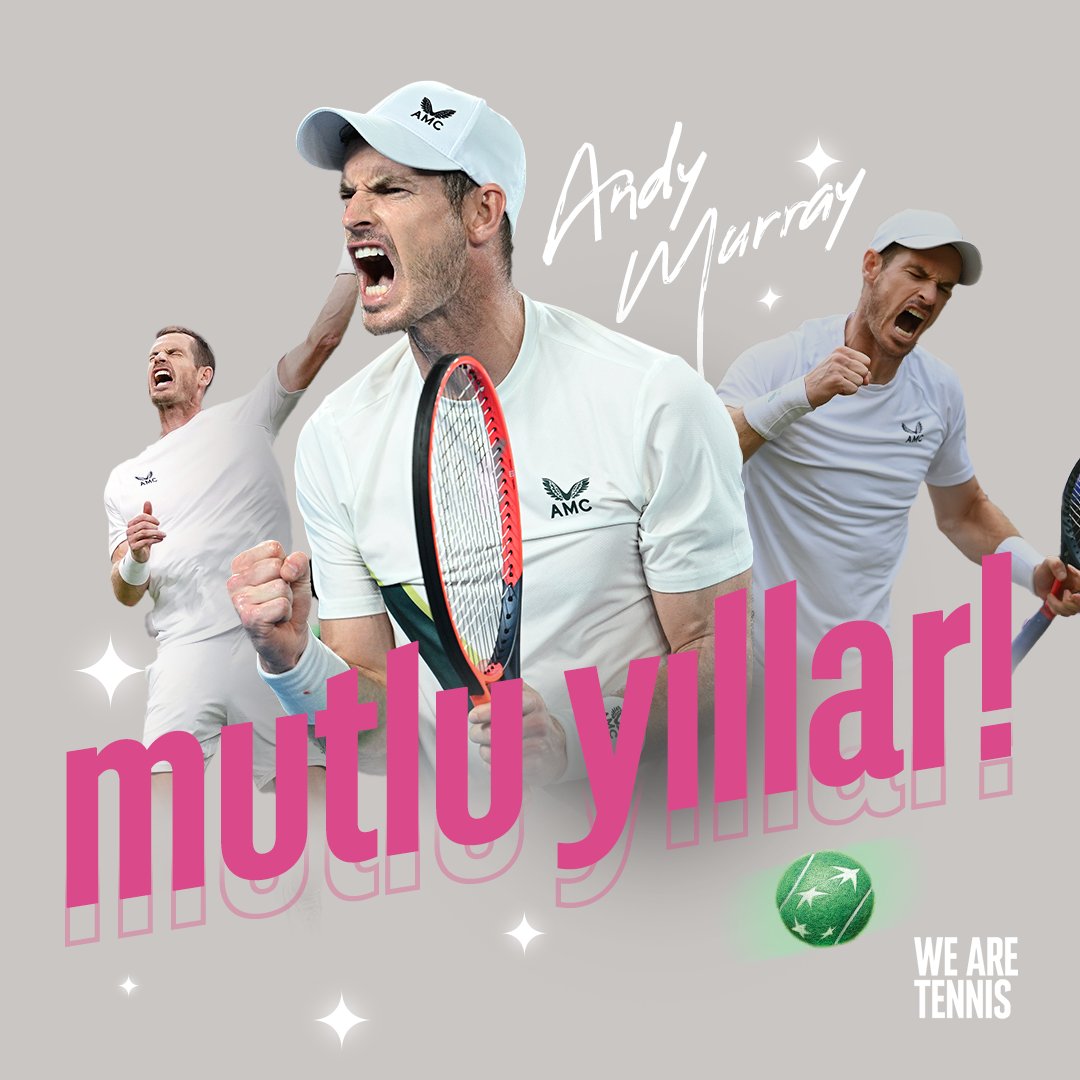 🎖️ Sir, 36 yaşında. Mutlu yıllar, @andy_murray! 🎂🎊 1⃣ Dünya 1 numarası ✅ 738 galibiyet 🏆 3 Grand Slam 💪 46 şampiyonluk 🥇 2 Olimpiyat altını Ve Büyük Üçlü ile kıyasıya rekabet! Çok büyük kariyer. 🫡