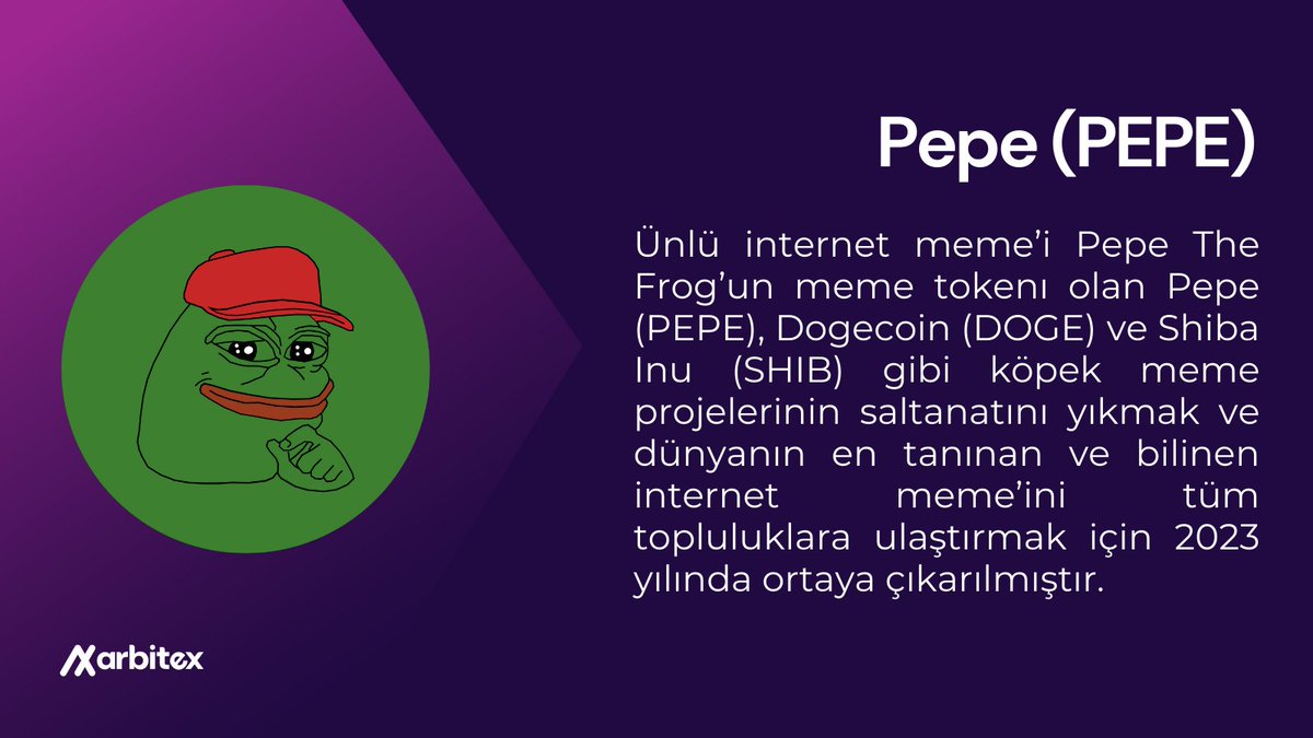🔹 Pepe $PEPE, son bir haftada kripto para piyasasında olumsuz hava hakim olmasına rağmen %45'in üzerinde değer kazandı! 🚀

🔎 Daha fazlası için takipte kalın! #Pepe #memeseason #MemeCoin #KriptoPara #Arbitex