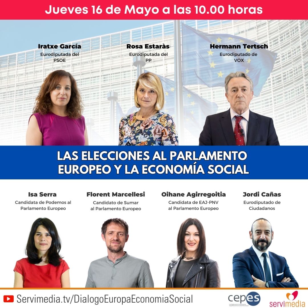 👥 #EleccionesEuropeas y #EconomíaSocial Organizado por #CEPES con @Servimedia Con @IratxeGarper Rosa Estaràs @hermanntertsch @isaserras @fmarcellesi @oagirregoitia @jordi_canyas Mañana a las 10h En directo ⬇️ servimedia.tv/DialogoEuropaE… #EleccionesEuropeas2024 #EUElecciones2024