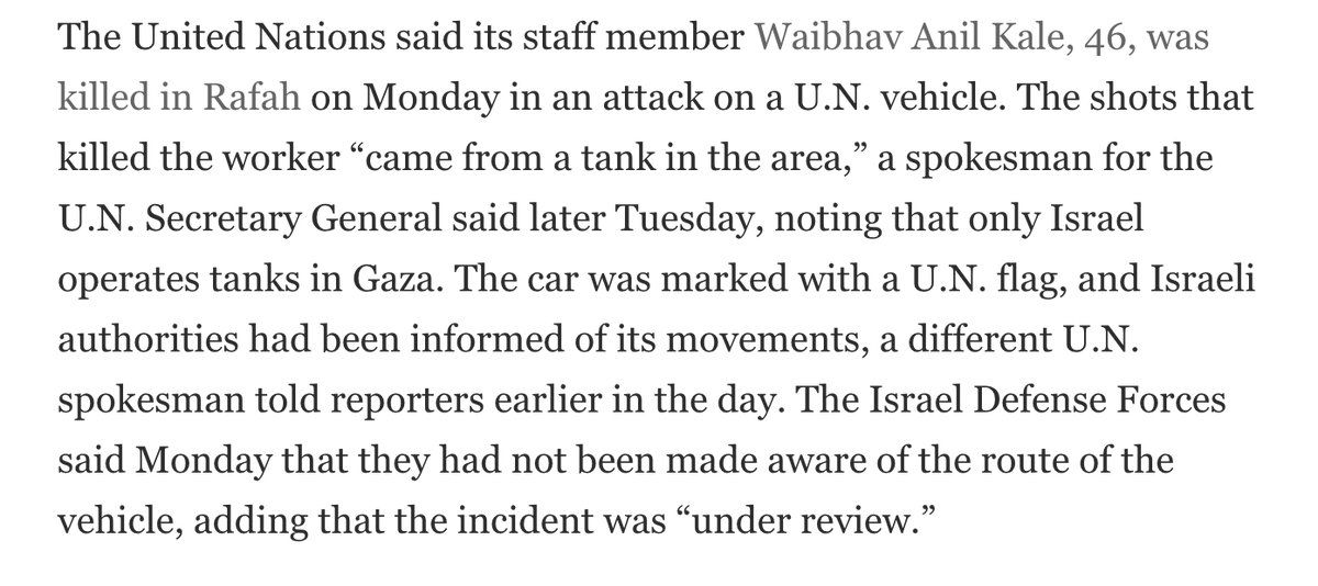 The UN says Colonel Waibhav was killed by tank fire. And only Israel operates tanks in that area. The car was marked with a UN flag and Israeli authorities were informed of its movements. Compare this to the mealy-mouthed and inane statement from the Modi govt.