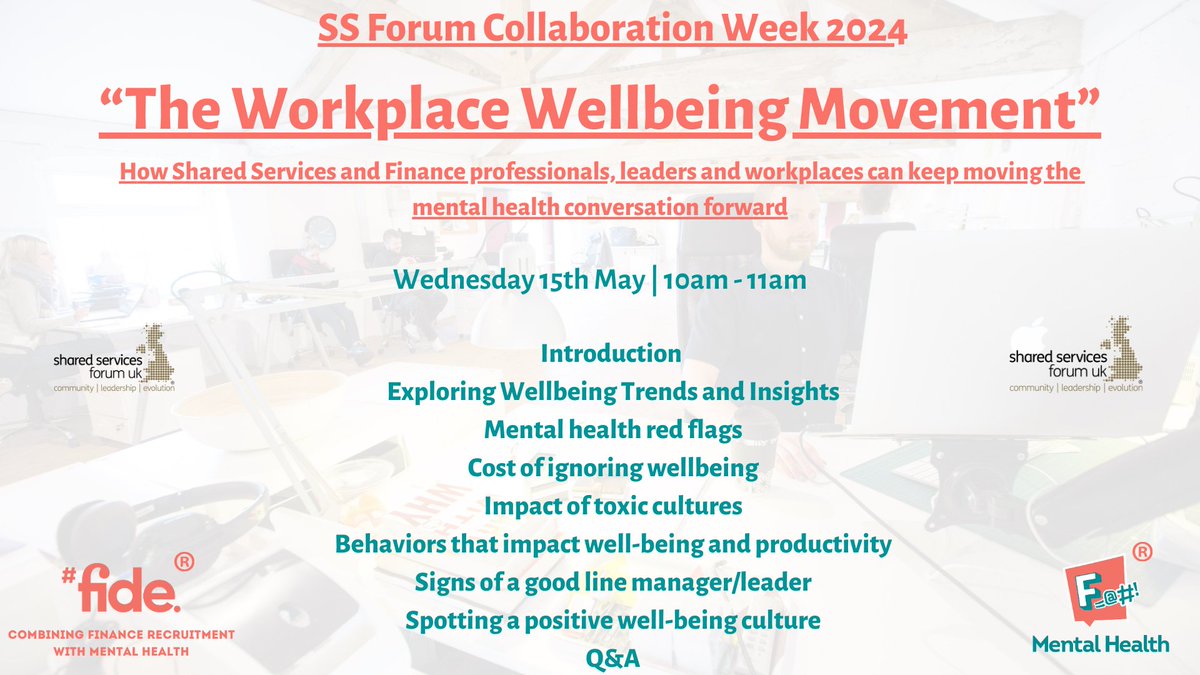 ssforumuk's tweet image. Kicking off day 3 of SSF UK Collaboration Week 2024 is @fmentalhealth at 10am sharing hints and tips for #SharedService professionals on how to keep the #mentalhealth moving forward. Join this session via Teams here: lnkd.in/eEC3YtVP