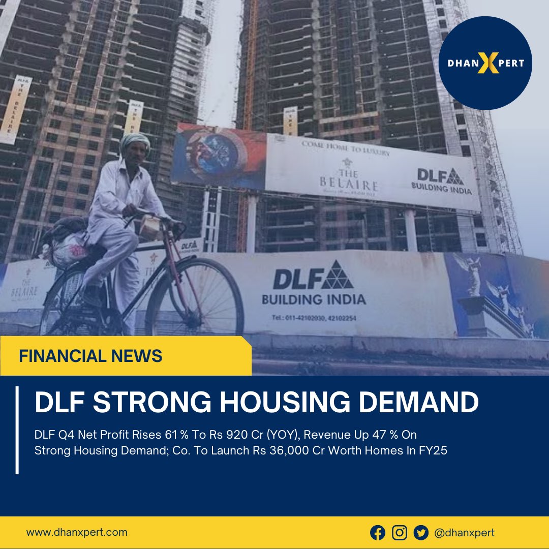 DLF profit rises by 61% on account of strong housing demand. 
#DLF #RealEstateInvesting #dhanxpert
