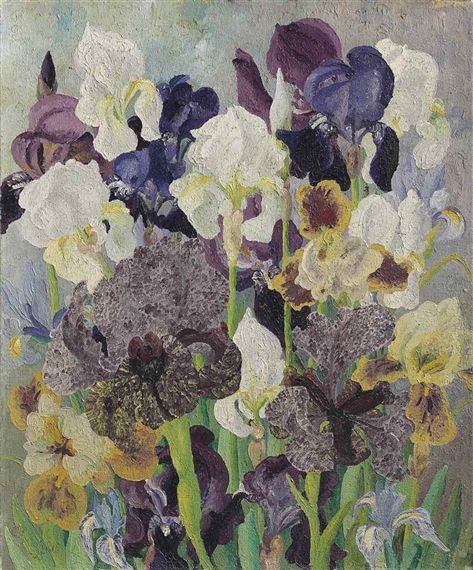 May Flowering Irises No 2 (1935), Sir Cedric Morris (1889-1982). The self-taught artist and horticulturalist was the only person of his generation to be recognised as both a painter and a plantsman. He raised numerous irises in his garden at Benton End, near Hadleigh in Suffolk.