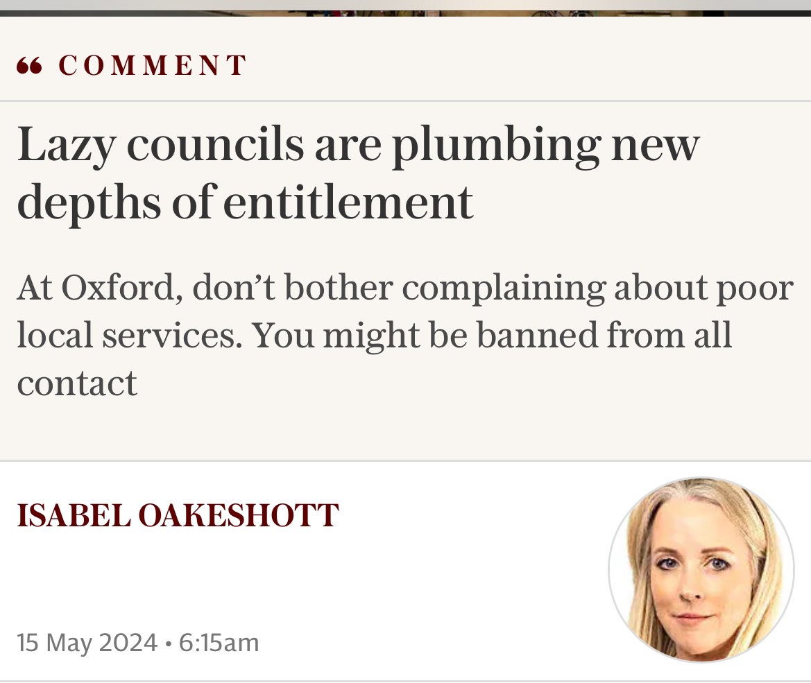 Comment piece today in The Telegraph regarding new vexatious policy. “In this particular case, I’ll hazard a guess that Oxford City Council is feeling the wrath of people who can’t or won’t do what the council wants them to do, and abandon their cars to walk or get on a bike.