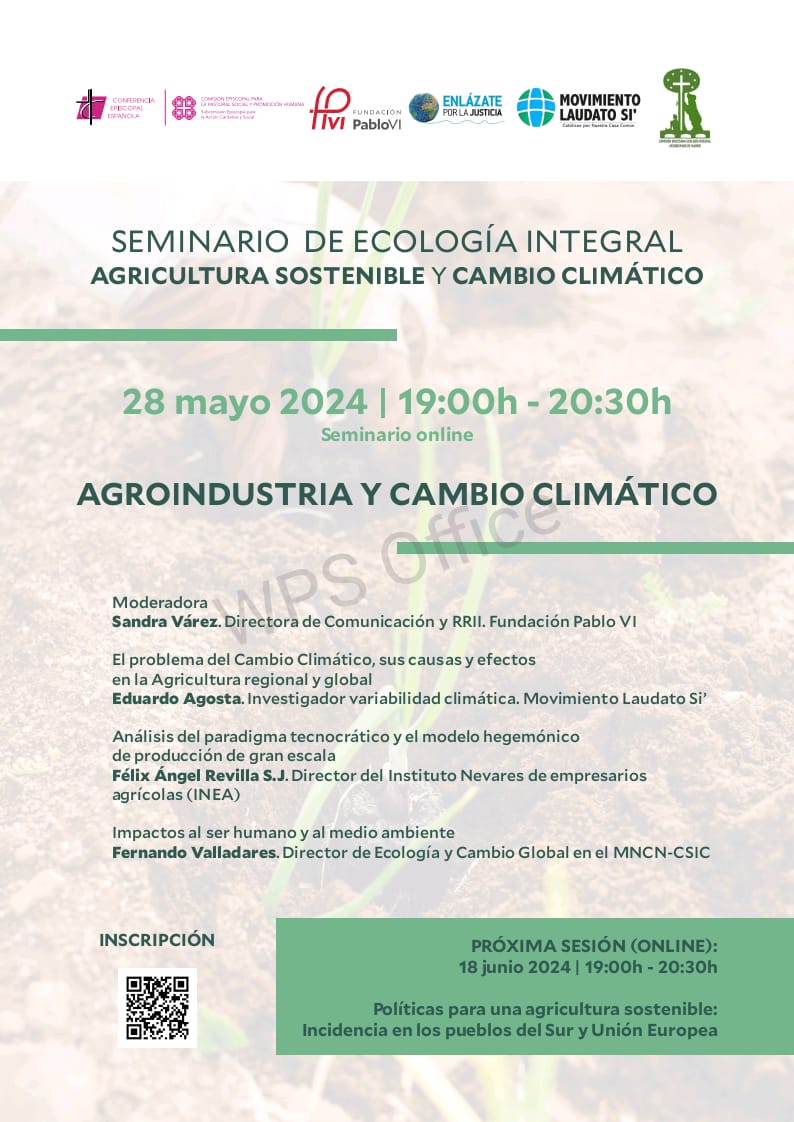 Pastoral Social Madrid (@passocialmad) on Twitter photo Seminario en línea - 28.5.24
AGROINDUSTRIA Y CAMBIO CLIMÁTICO -> pastoralsocialmadrid.com/agroindustria-…
Convocan <a href="/PastoralSocial9/">Pastoral Social</a> de la <a href="/Confepiscopal/">ConferenciaEpiscopal</a> - <a href="/fpablovi/">Fundación Pablo VI</a> - <a href="/EnlazatePJ/">Enlázate por la Justicia</a> - <a href="/MovLaudatoSi/">Movimiento Laudato Si'</a> - <a href="/ComEcoArchiMad/">COMISIÓN DIOCESANA ECOLOGÍA INTEGRAL</a> de nuestra <a href="/archimadrid/">Archidiócesis de Madrid</a>. Seminario en línea - 28.5.24
AGROINDUSTRIA Y CAMBIO CLIMÁTICO -> pastoralsocialmadrid.com/agroindustria-…
Convocan <a href="/PastoralSocial9/">Pastoral Social</a> de la <a href="/Confepiscopal/">ConferenciaEpiscopal</a> - <a href="/fpablovi/">Fundación Pablo VI</a> - <a href="/EnlazatePJ/">Enlázate por la Justicia</a> - <a href="/MovLaudatoSi/">Movimiento Laudato Si'</a> - <a href="/ComEcoArchiMad/">COMISIÓN DIOCESANA ECOLOGÍA INTEGRAL</a> de nuestra <a href="/archimadrid/">Archidiócesis de Madrid</a>.