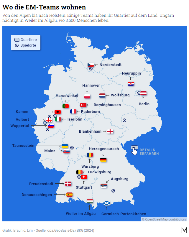#Allgäu, #Augsburg, #Garmisch: Die meisten in #Bayern und #NRW, nur drei in #Ostdeutschland: Die #EM-Quartiere der #Nationalteams stehen fest. @a_schmido #FußballEM #Nationalmannschaft #Herzogenaurach ​merkur.de/bayern/fussbal…
