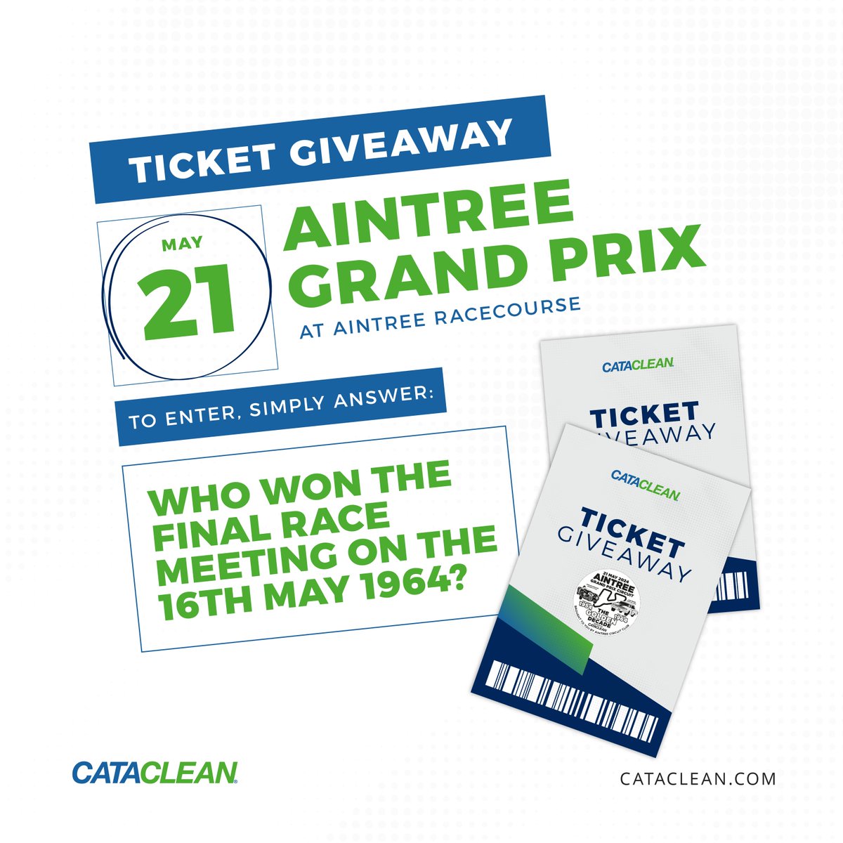 #WIN 2 #tickets to the ‘The Golden Decade’ event To enter, simply answer: Who won the final race meeting on the 16th of May 1964? 🏎️ THE GOLDEN DECADE 1954 - 1964 Display, Luncheon, and Drive on the Historic Grand Prix Circuit Announced on 17th May #cataclean #grandprix