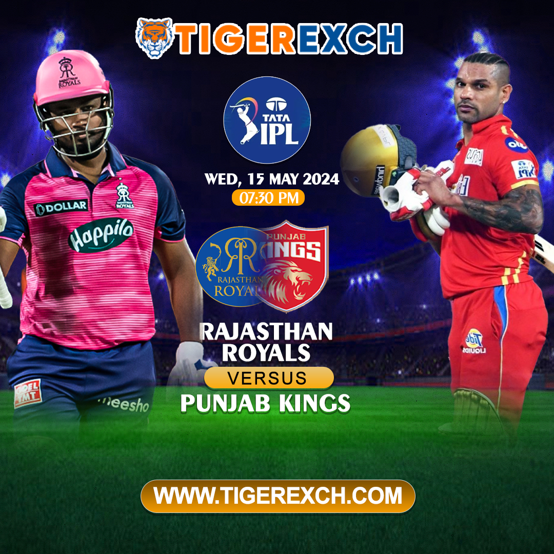 Date-> 15-05-2024
Indian Premier League Pre Match Preview and Picks

Rajasthan Royals ($1.72) vs Punjab Kings ($2.36)
Barsapara Stadium Guwahati, Assam
7:30 PM

𝗟𝗼𝗼𝗸𝗶𝗻𝗴 𝗙𝗼𝗿 𝗔 𝗧𝗿𝘂𝘀𝘁𝘄𝗼𝗿𝘁𝗵𝘆 𝗕𝗼𝗼𝗸𝗶𝗲? Make your best bet with @Tigerexch. India's Fastest…